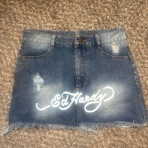 Ed Hardy Distressed Blue Mini Skirt